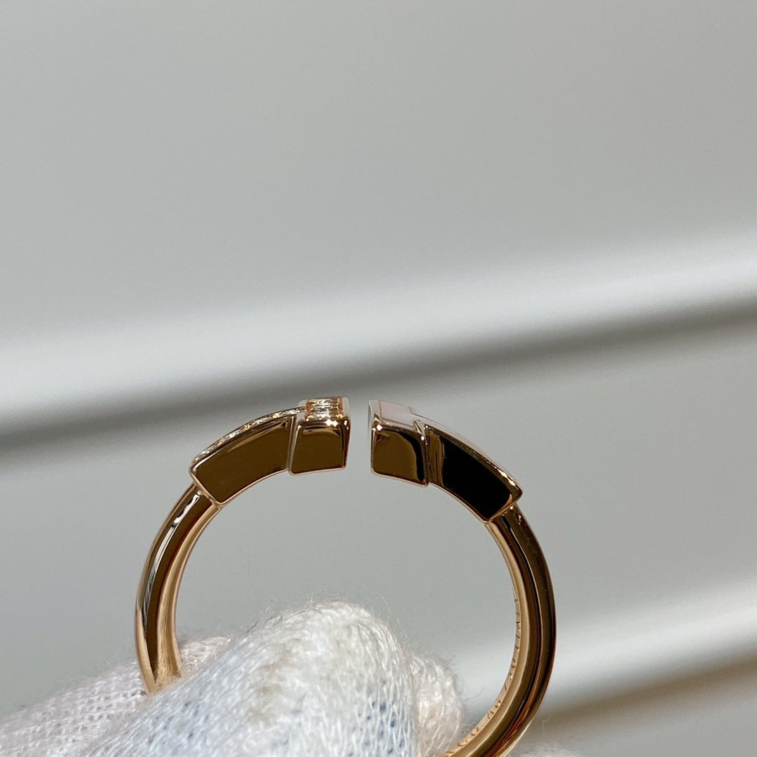 [⭐Luxery Jewels]T WIRE MOP DIAMOND RING PINK GOLD