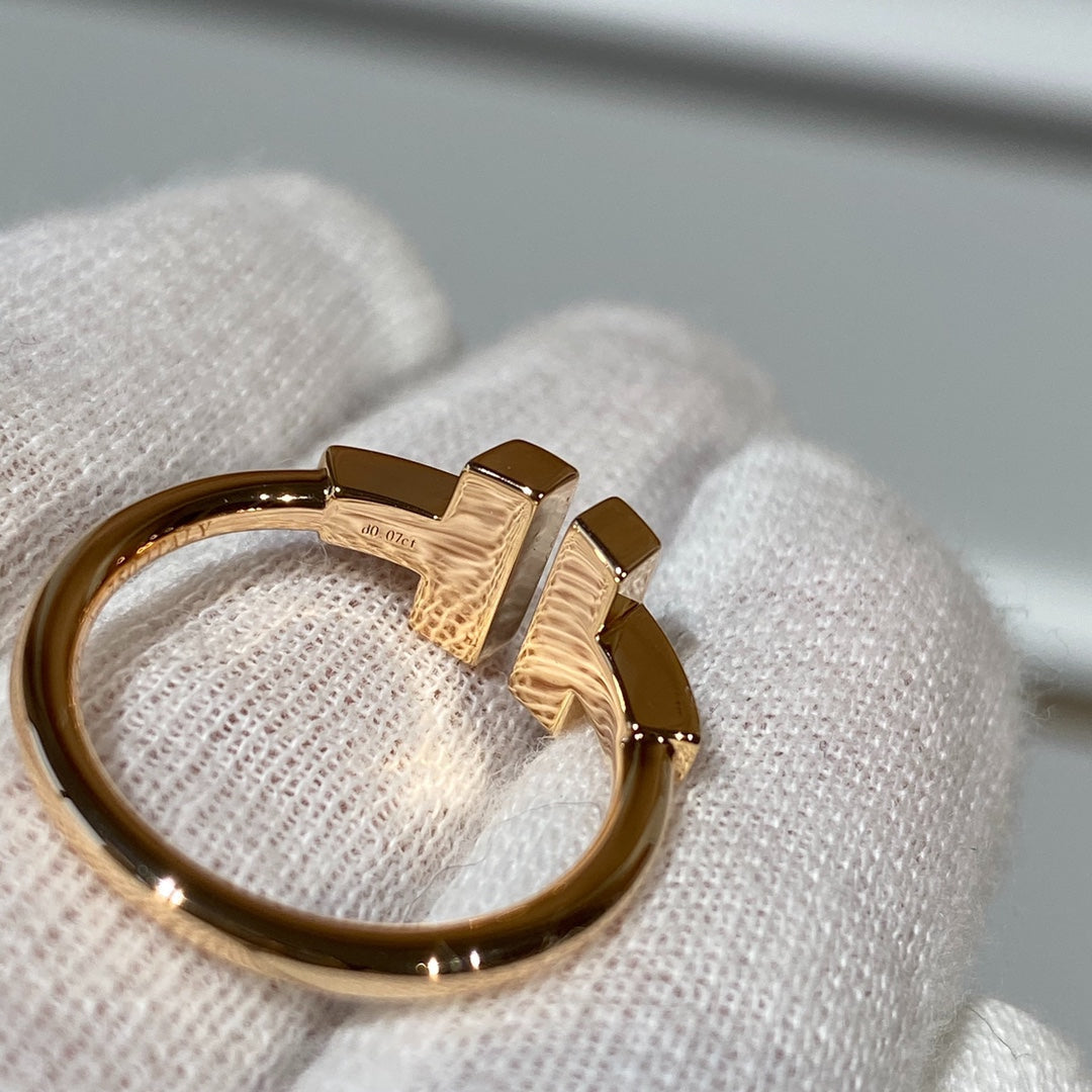[⭐Luxery Jewels]T WIRE MOP DIAMOND RING PINK GOLD