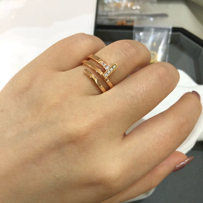 [⭐Luxery Jewels]Tワイヤー ダブルロウ リング ピンクゴールド