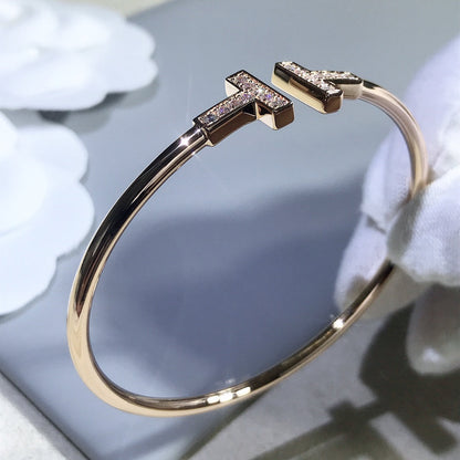 [⭐ラグジュアリー・ジュエルズ] Tブレスレット ピンクゴールド 1.8mm ダイヤモンド