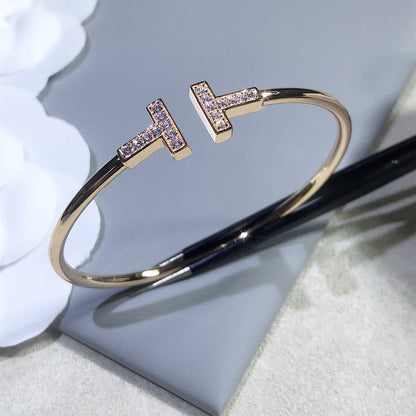 [⭐ラグジュアリー・ジュエルズ] Tブレスレット ピンクゴールド 1.8mm ダイヤモンド