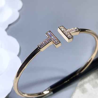 [⭐ラグジュアリー・ジュエルズ] Tブレスレット ピンクゴールド 1.8mm ダイヤモンド