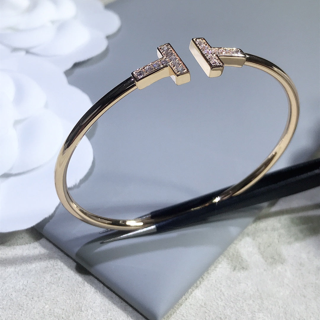 [⭐ラグジュアリー・ジュエルズ] Tブレスレット ピンクゴールド 1.8mm ダイヤモンド