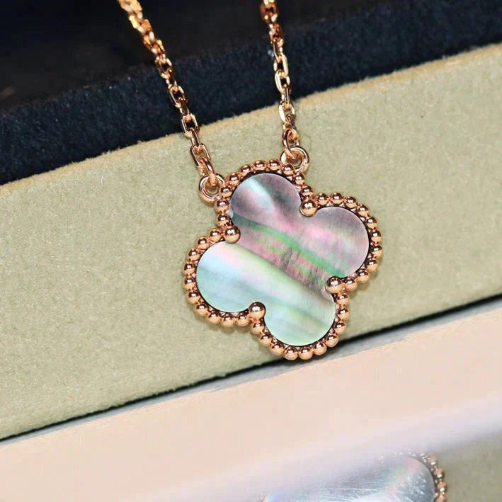 [Luxery]CLOVER 15MM  GRAY MOTHER OF PEARL NECKLACE