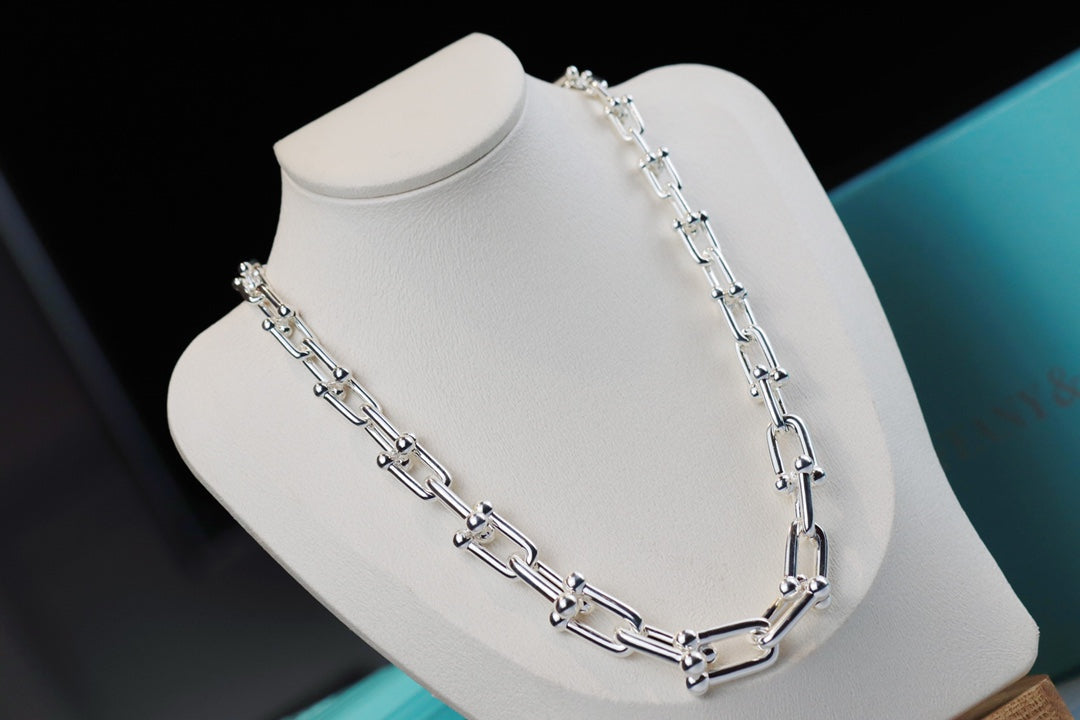 [⭐Luxery Jewels]ハードウェア リンク シルバーネックレス