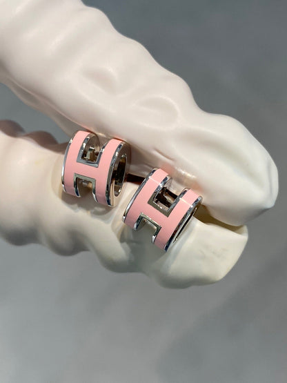 [Luxery]MINI POP H SILVER EARRINGS PINK