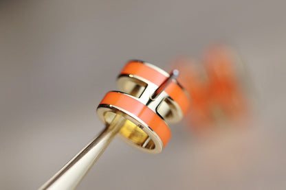 [Luxery]MINI POP H EARRINGS ORANGE