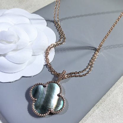 [Luxery]CLOVER 25MM GOLD DARK MOP BIG CLOVER NECKLACE