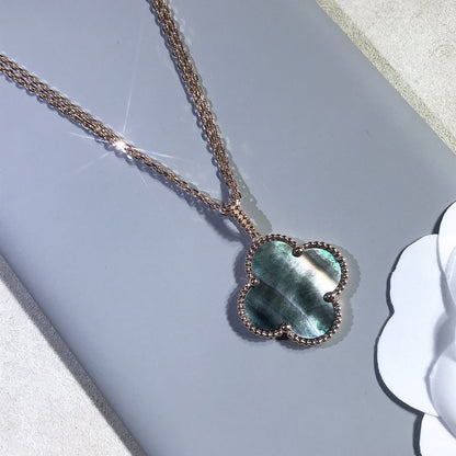 [Luxery]CLOVER 25MM GOLD DARK MOP BIG CLOVER NECKLACE