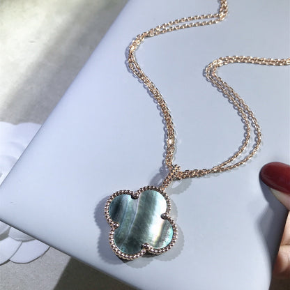 [Luxery]CLOVER 25MM GOLD DARK MOP BIG CLOVER NECKLACE