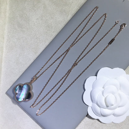 [Luxery]CLOVER 25MM GOLD DARK MOP BIG CLOVER NECKLACE
