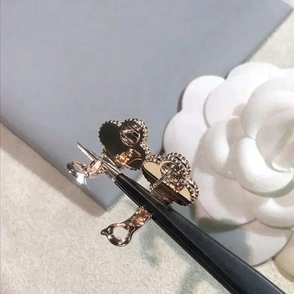 [Luxery]CLOVER MEDIUM 1 MOTIFS  PINK MOP DIAMOND EARRINGS