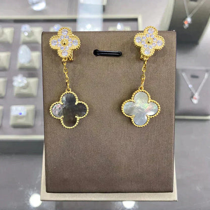 [Luxery]CLOVER  2 MOTIFS  DIAMOND  EARRINGS (MULTIPLE CHOICESç´