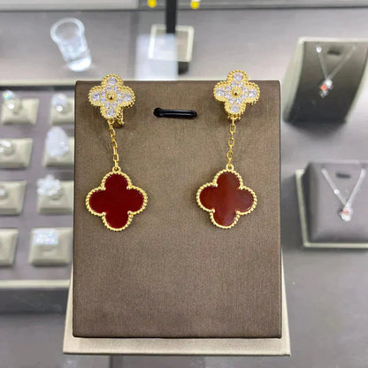 [Luxery]CLOVER  2 MOTIFS  DIAMOND  EARRINGS (MULTIPLE CHOICESç´