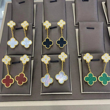 [Luxery]CLOVER  2 MOTIFS  DIAMOND  EARRINGS (MULTIPLE CHOICESç´