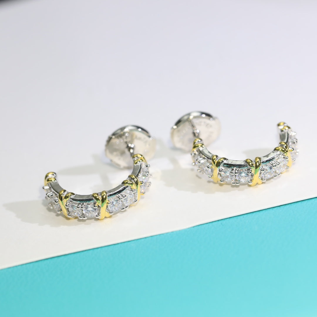 [⭐Luxery Jewels]トゥエンティ・ストーン・フープ・ゴールド・イヤリング