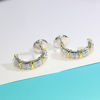 [⭐Luxery Jewels]トゥエンティ・ストーン・フープ・ゴールド・イヤリング