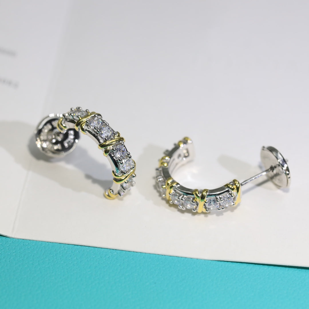 [⭐Luxery Jewels]トゥエンティ・ストーン・フープ・ゴールド・イヤリング