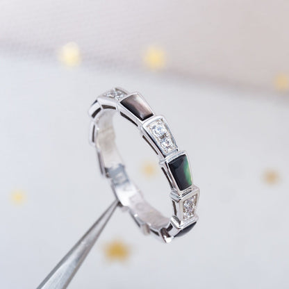 {
  "⭐Luxery": "セルペンティ リング シルバー ダイヤモンド ブラックマザーオブパール 3mm"
}