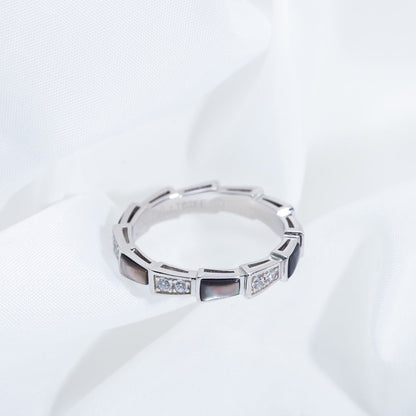 {
  "⭐Luxery": "セルペンティ リング シルバー ダイヤモンド ブラックマザーオブパール 3mm"
}