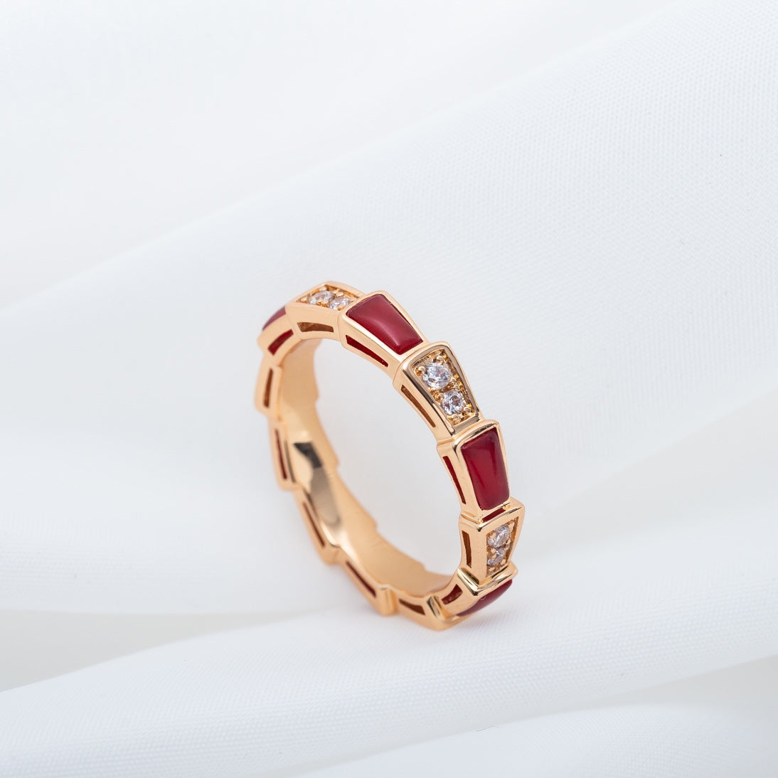 [⭐Luxus]SERPENTI RING ROSÉGOLD KARNEOL DIAMANT 3MM