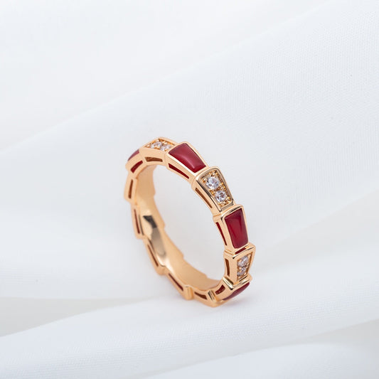 [⭐Luxus]SERPENTI RING ROSÉGOLD KARNEOL DIAMANT 3MM