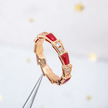 [⭐Luxus]SERPENTI RING ROSÉGOLD KARNEOL DIAMANT 3MM
