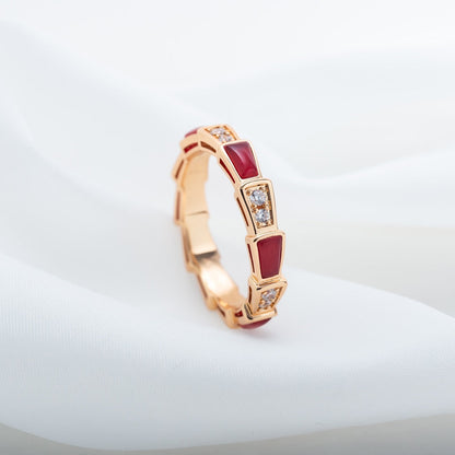 [⭐Luxus]SERPENTI RING ROSÉGOLD KARNEOL DIAMANT 3MM
