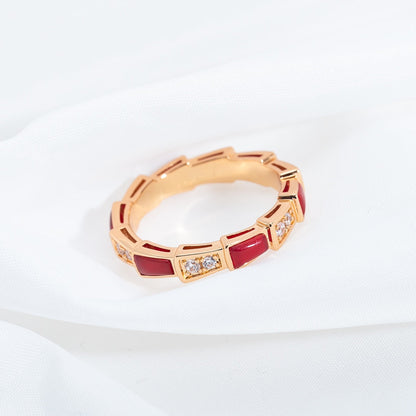 [⭐Luxus]SERPENTI RING ROSÉGOLD KARNEOL DIAMANT 3MM