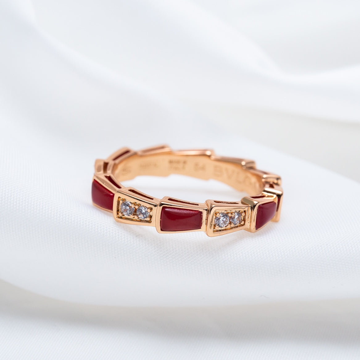 [⭐Luxus]SERPENTI RING ROSÉGOLD KARNEOL DIAMANT 3MM