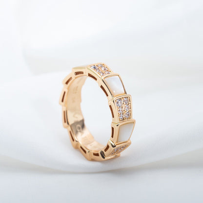 [⭐Luxus]SERPENTI RING ROSEGOLD PERLMUTT DIAMANT-PAVÉ 4MM