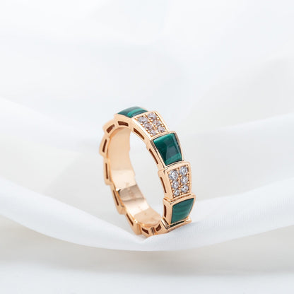 [⭐Luxus]SERPENTI RING ROTGOLD MALACHIT DIAMANT-PAVÉ 4MM