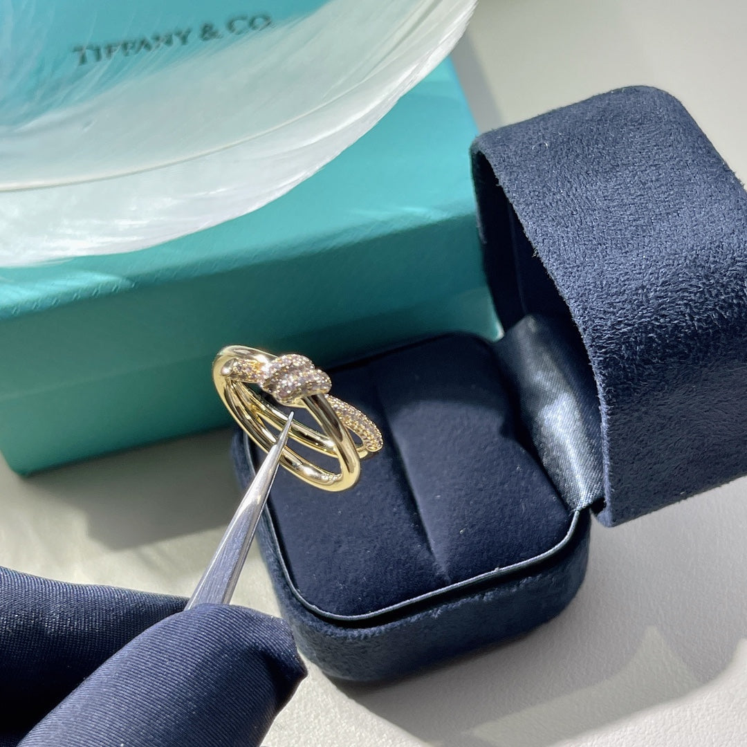 [⭐Luxery Jewels]ノットリング ダブルロウ ゴールド ダイヤモンド
