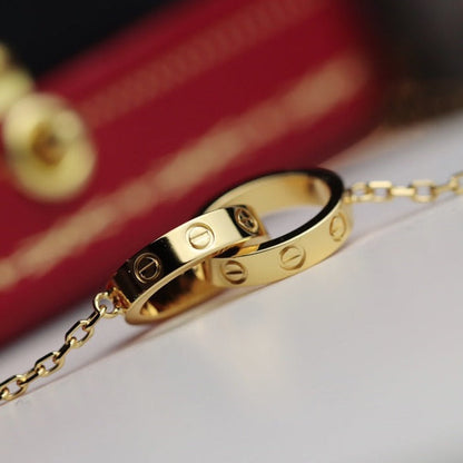 [Luxery]LOVE NECKLACE DOUBLE RING GOLD