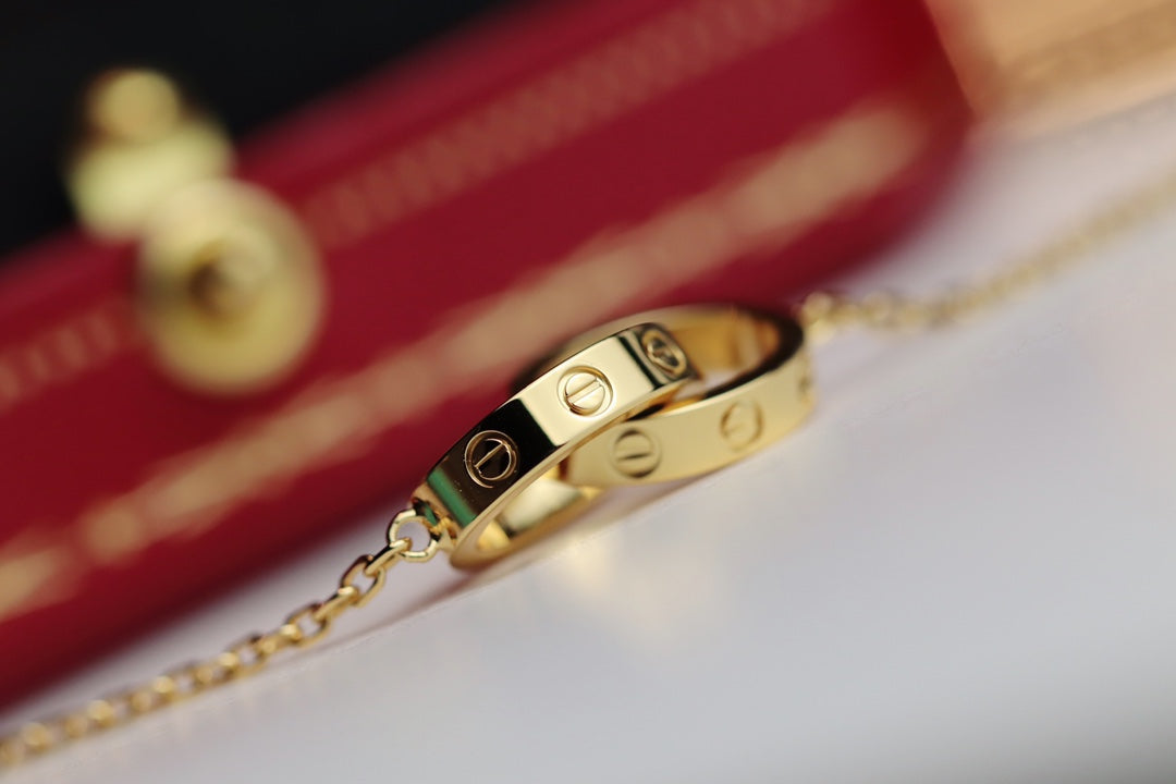 [Luxery]LOVE NECKLACE DOUBLE RING GOLD