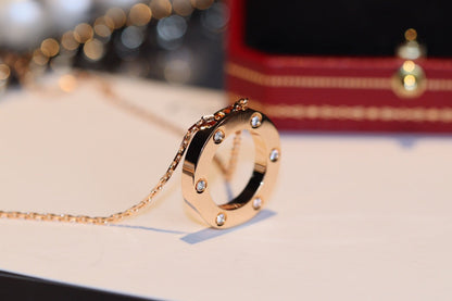[Luxery]LOVE NECKLACE 16MM 6 DIAMONDS PINK GOLD