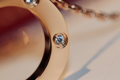 [Luxery]LOVE NECKLACE 16MM 6 DIAMONDS PINK GOLD
