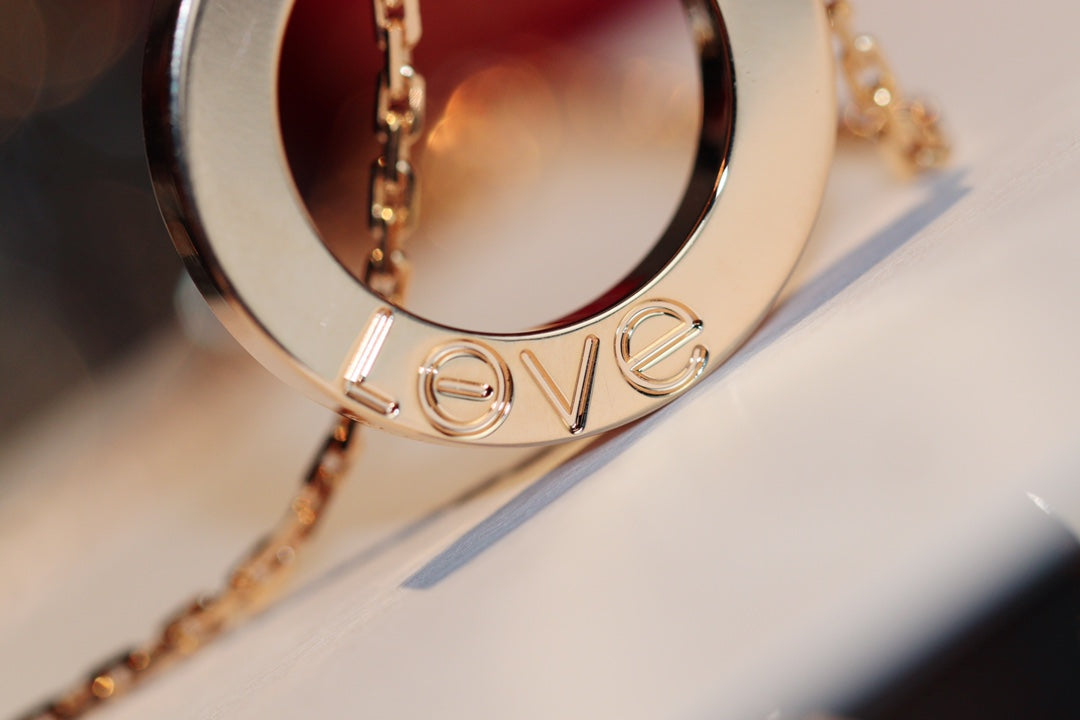 [Luxery]LOVE NECKLACE 16MM 6 DIAMONDS PINK GOLD