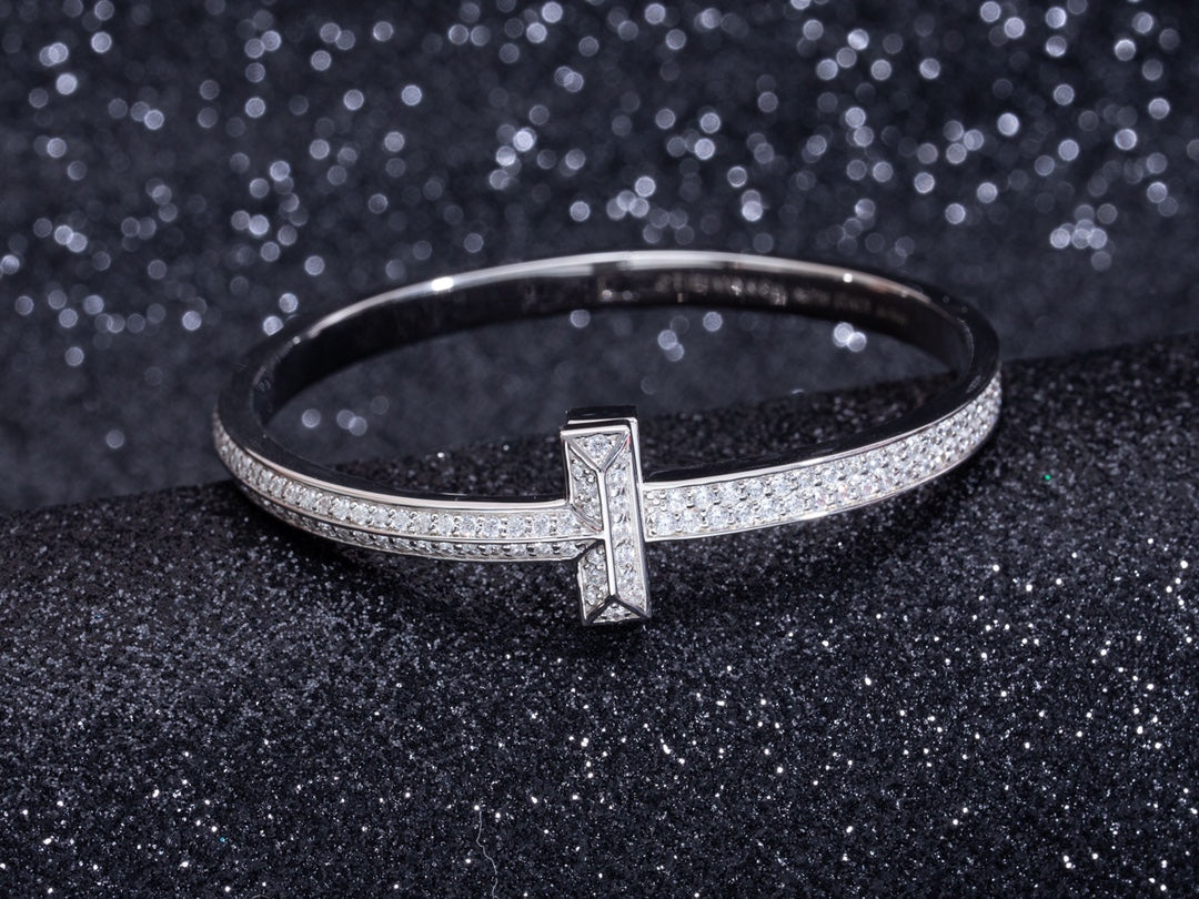 [⭐Luxery Jewels] ワイドダイヤモンド ヒンジバングル シルバー