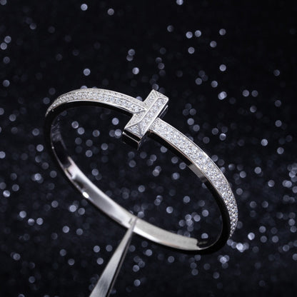 [⭐Luxery Jewels] ワイドダイヤモンド ヒンジバングル シルバー