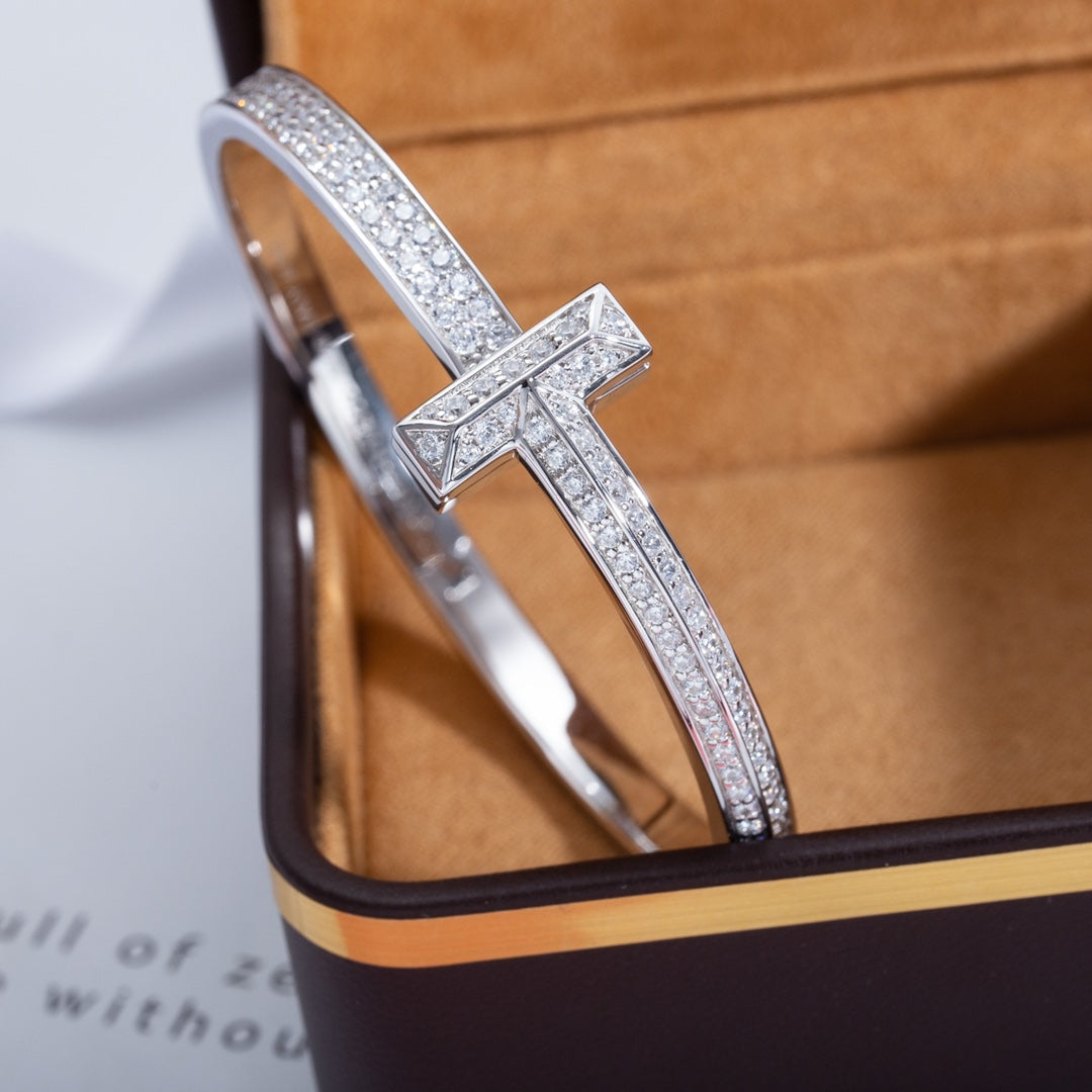 [⭐Luxery Jewels] ワイドダイヤモンド ヒンジバングル シルバー