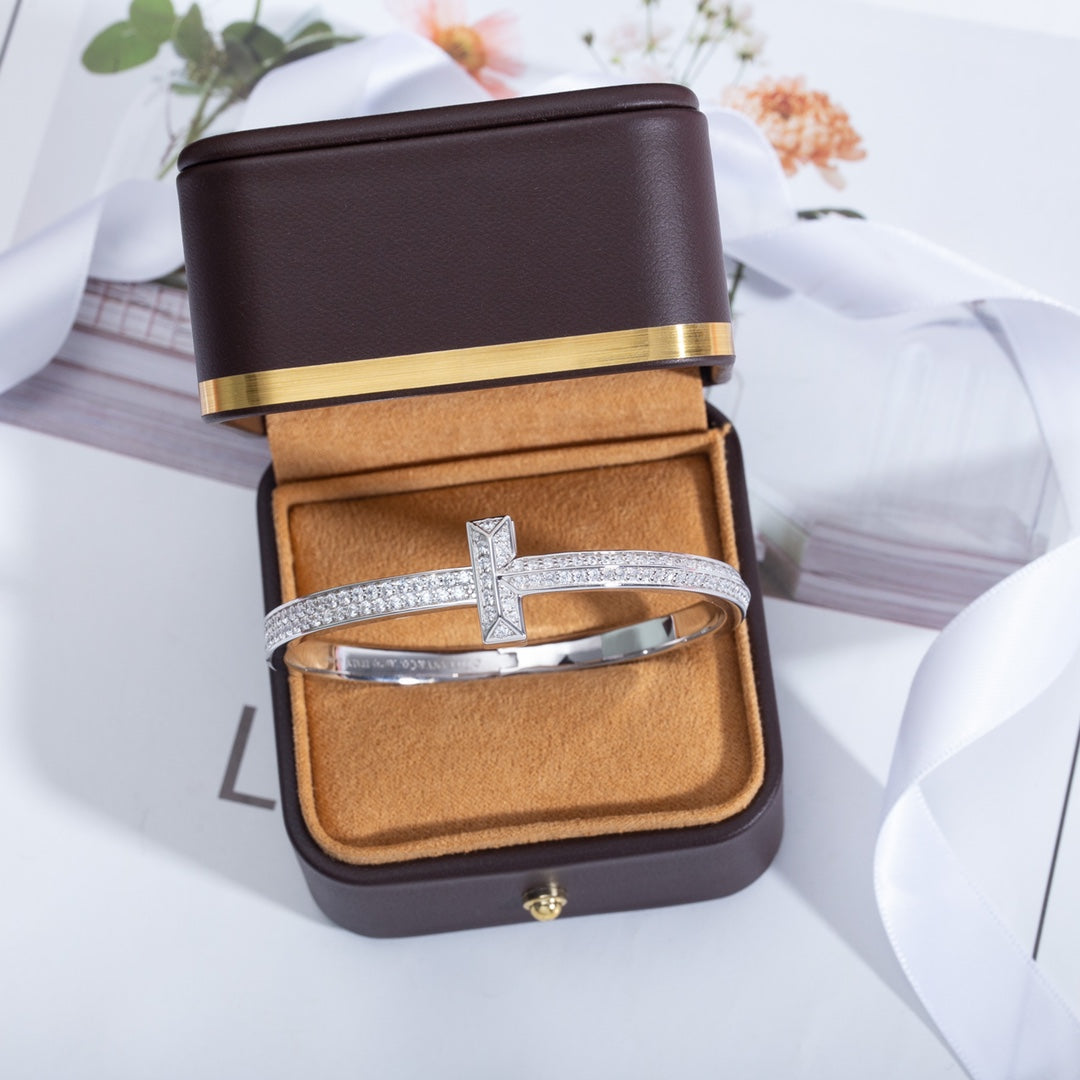 [⭐Luxery Jewels] ワイドダイヤモンド ヒンジバングル シルバー