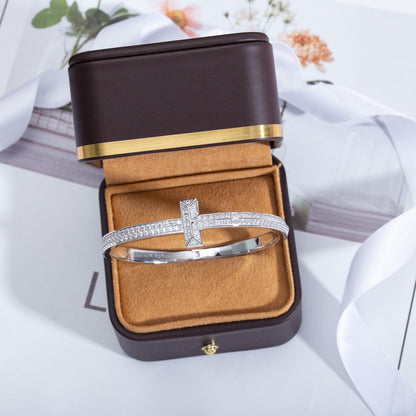[⭐Luxery Jewels] ワイドダイヤモンド ヒンジバングル シルバー