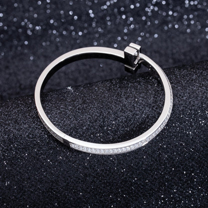 [⭐Luxery Jewels] ワイドダイヤモンド ヒンジバングル シルバー