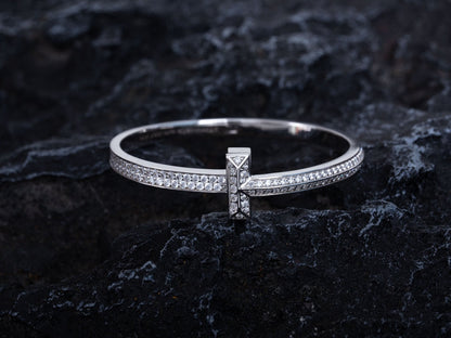 [⭐Luxery Jewels] ワイドダイヤモンド ヒンジバングル シルバー