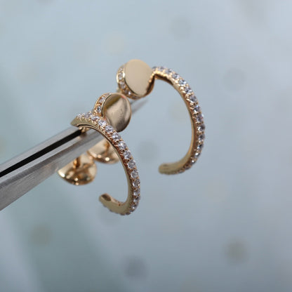 [Luxery]JUSTE EARRINGS 12.75MM PINK GOLD DIAMOND