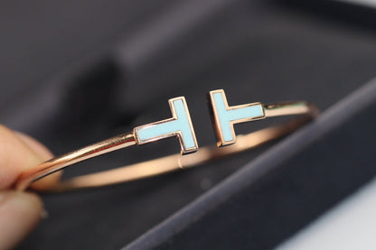[⭐Luxery Jewels]T BRACELET 1.8MM TURQUOISE PINK GOLD