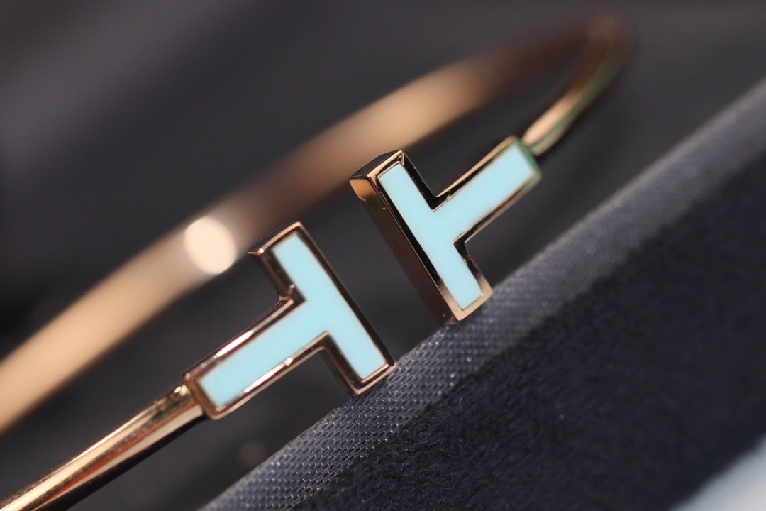 [⭐Luxery Jewels]T BRACELET 1.8MM TURQUOISE PINK GOLD