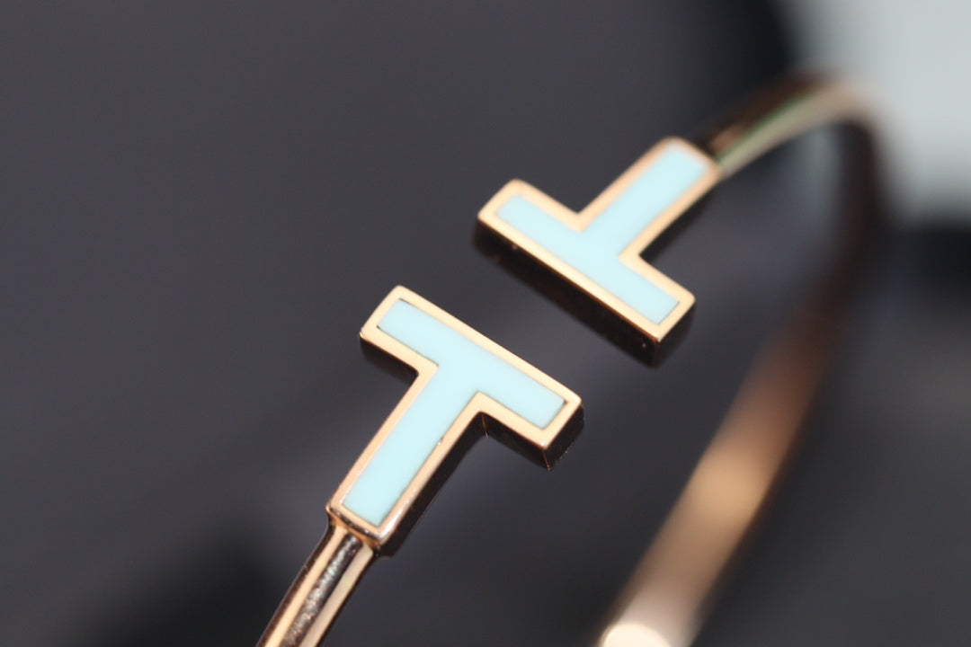 [⭐Luxery Jewels]T BRACELET 1.8MM TURQUOISE PINK GOLD