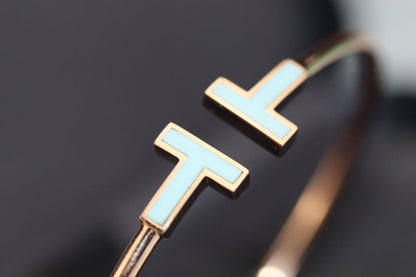 [⭐Luxery Jewels]T BRACELET 1.8MM TURQUOISE PINK GOLD